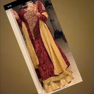 Heavy Indian Pakistani velvet Zardosi shirt salwar